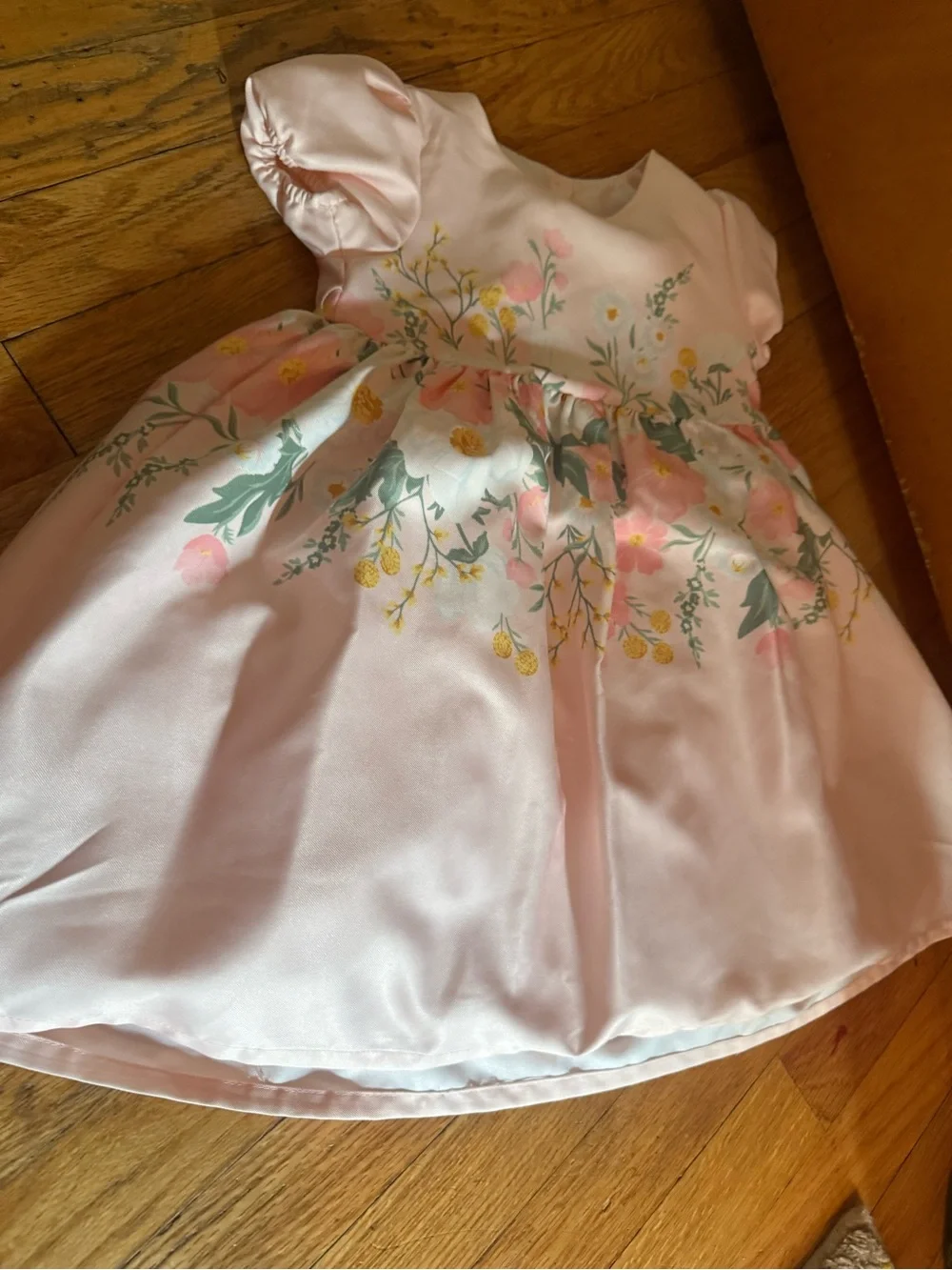 Christian Siriano Pink Floral Satin Party Dress for Girls